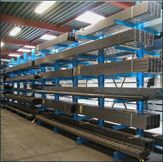 Draagarmstelling voor profielen en buizen in kunstof, aluminium, RVS, staal enz.